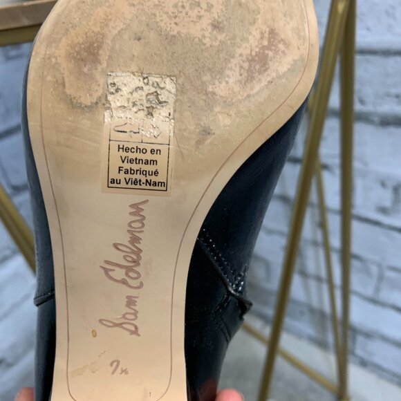 Sam Edelman Hilty 2 Boot 7.5 Black Patent Leather Pointed Toe Block Heel Booties - Picture 11 of 16